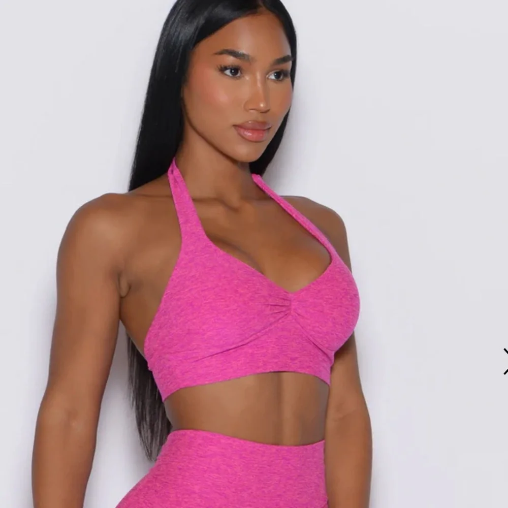BOMBSHELL SPORTSWEAR SET- Curvemax Leggings & Backless Bra - S, Neon Pink Sorbet - Picture 8 of 11